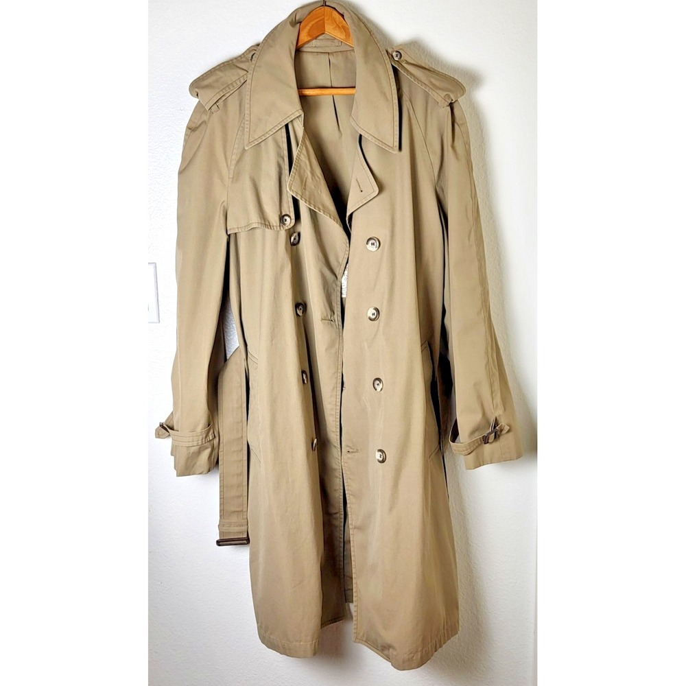 Vintage London Fog Maincoats Trench Coat Sz 42 Long Missing Liner Made in USA